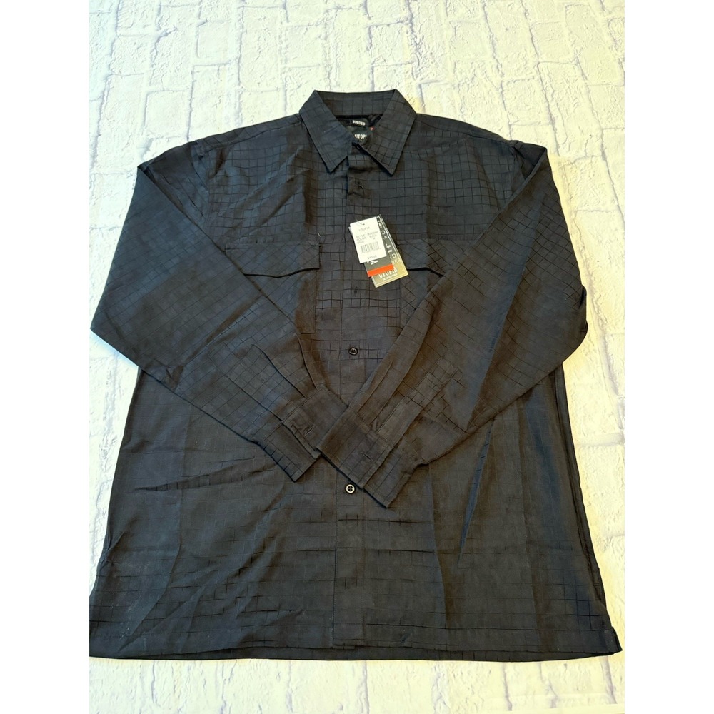 Utopia Mens Medium Sueded Button Up Long Sleeve Shirt, Medium Black Sueded